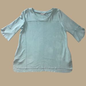 Soft Surrounding Faux Suede tunic 3/4 Tulip Sleeve,pockets Split Hem EUC SIZE LG